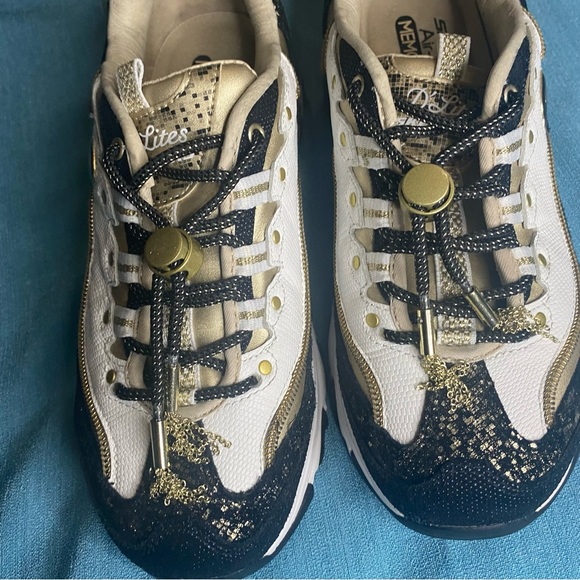 Skechers D’lites glamorous limited edition gold/white/black womens size 8 - Picture 10 of 13